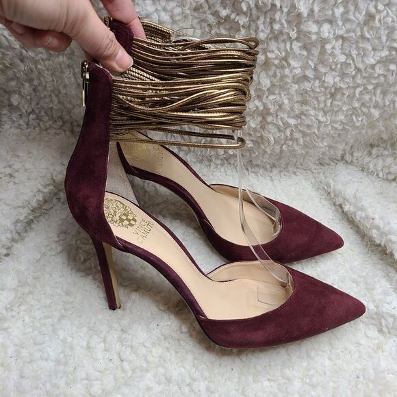 Vince Camuto Nayz Burgundy Suede Heels Size 9.5 - Picture 2 of 10